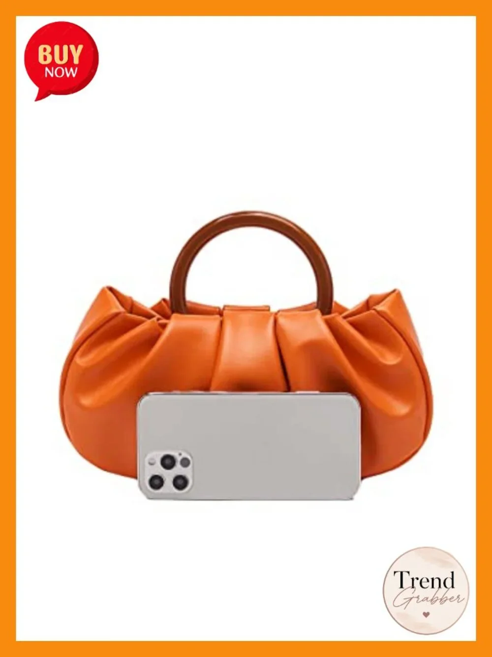 Faux Leather Ruched Mini Clutch Purse Pouch Bag